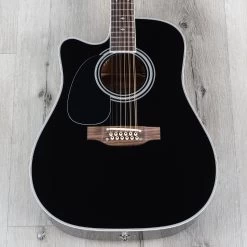 Takamine EF381SC 12-String Dreadnought Left-Handed Acoustic-Electric Guitar With Hard Case - Black