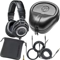 Audio-technica Audio Technica M50X Black Monitor DJ Studio Headphones & Slappa HP07 Hard Case