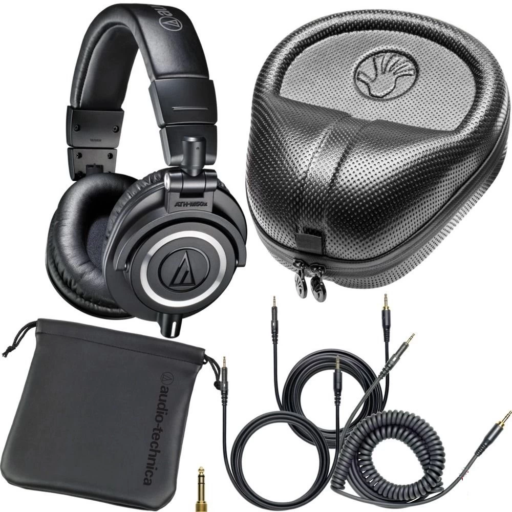 Audio-technica Audio Technica M50X Black Monitor DJ Studio Headphones & Slappa HP07 Hard Case 3 Audio-technica Audio Technica M50X Black Monitor DJ Studio Headphones & Slappa HP07 Hard Case