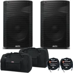 Alto TX315 700-Watt 15-Inch 2-Way Powered PA System Loudspeakers (Pair) W/ Speaker Bags & Cables