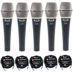 5-Pack CAD Audio D90 Supercardioid Dynamic Handheld Microphones W/ Cables