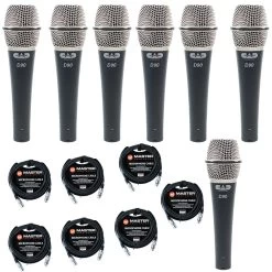 7-Pack CAD Audio D90 Supercardioid Dynamic Handheld Microphones W/ Cables