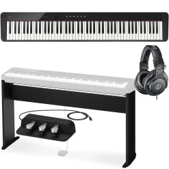 Casio Privia PX-S1100 88-Key Black Digital Piano Keyboard W/ Headphones, Casio Stand And Pedal