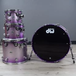 DW Drum Workshop Collectors Series 4-Piece Drum Kit Shell Pack, Lacquer Specialty Lavender Glitz