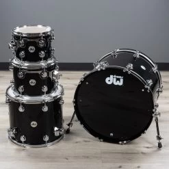 DW Drum Workshop Collectors Series 4-Piece Drum Kit, Piano Black Gloss Lacquer