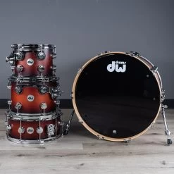 DW Collector's Series 4-Piece 22/10/12/14 Drum Kit Shell Pack, Tobacco Burst Satin Oil