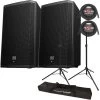 Pair Of EV Electro-Voice ZLX-15BT 15" 1000-Watt Powered Bluetooth Loudspeakers W/ Stands And Cables -Musical Instrument Store bu ev zlx 15bt stands cables