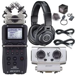Zoom H5 Recorder W/ EXH6 XLR/TRS Input Capsule Accessory Pack Headphones Cables