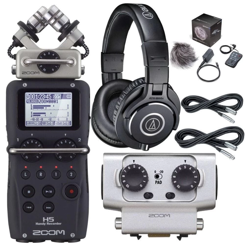 Zoom H5 Recorder W/ EXH6 XLR/TRS Input Capsule Accessory Pack Headphones Cables 3 Zoom H5 Recorder W/ EXH6 XLR/TRS Input Capsule Accessory Pack Headphones Cables