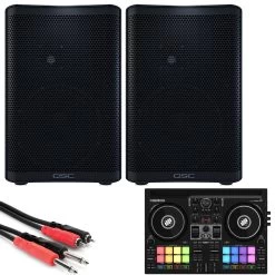 Reloop Buddy DJ Controller W/ QSC CP8 8" Active Speakers (Pair) & Cable