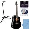 Tagima Guitars America Series Kansas T Acoustic Electric Guitar, Black W/ Stand, Cloth, Picks