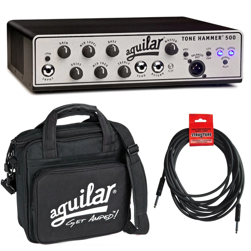 Aguilar Tone Hammer 500 Watt Superlight Bass Amplifier Head With Carrying Bag & Cable 3 Aguilar Tone Hammer 500 Watt Superlight Bass Amplifier Head With Carrying Bag & Cable