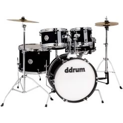 Ddrum D1 Junior 5-Piece Drum Set W/ Hardware And Cymbals, Midnight Black