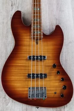 Sire V10 2nd Gen Bass Guitar, 4-String, Roasted Flame Maple Fingerboard, TS Tobacco Sunburst