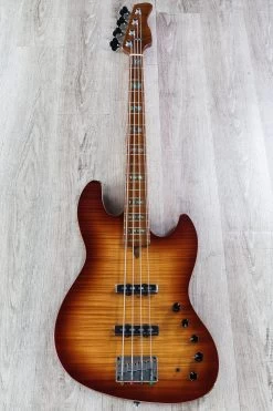 Sire V10 2nd Gen Bass Guitar, 4-String, Roasted Flame Maple Fingerboard, TS Tobacco Sunburst -Musical Instrument Store dsc02333