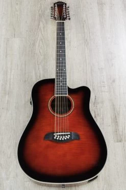 Oscar Schmidt OD312CE 12-String Dreadnought Acoustic-Electric Guitar - Black Cherry -Musical Instrument Store dsc02993