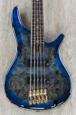 Ibanez SR2605E CBB Premium 5-String Bass, Cerulean Blue Burst, Poplar Burl Top, Nordstrand Pickups