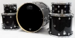 DW Performance Series 5-Piece Drum Set Kit, 18x24'' Kick, Hand-Sprayed Ebony Stain