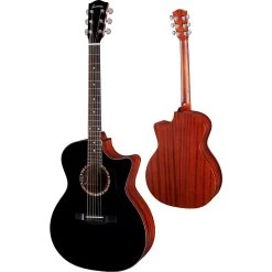 Eastman AC122-2CE Acoustic Electric Guitar, Solid Cedar Top, Black Finish