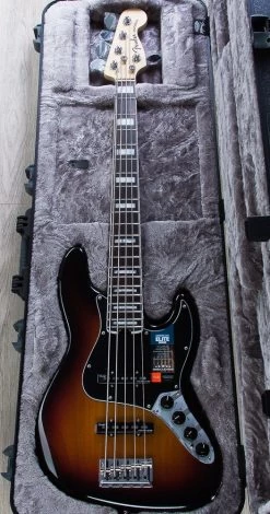 Fender American Elite Jazz Bass V 5-String, 3-Color Sunburst, Rosewood Fretboard -Musical Instrument Store img 3804