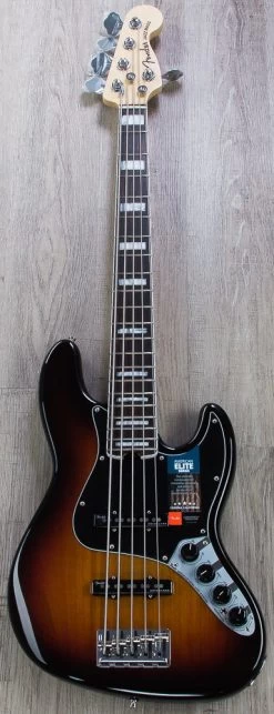 Fender American Elite Jazz Bass V 5-String, 3-Color Sunburst, Rosewood Fretboard -Musical Instrument Store img 3808