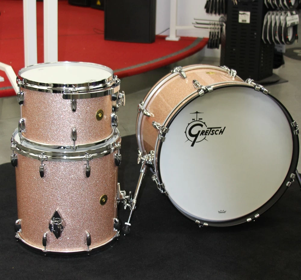 Gretsch USA 3-Piece Drum Kit - Champagne Sparkle Nitron (14" X 20" Kick, 12/14" Toms) 4 Gretsch USA 3-Piece Drum Kit - Champagne Sparkle Nitron (14" X 20" Kick, 12/14" Toms) - Image 2