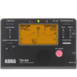 Korg TM-60C Combo Tuner/Metronome With Contact Microphone, Black