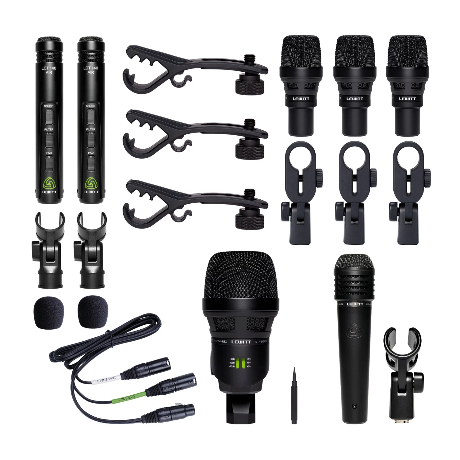 Lewitt BeatKit Pro 7-Piece Drum Microphone Kit W/ Mounts, Windscreens, Road Case 6 Lewitt BeatKit Pro 7-Piece Drum Microphone Kit W/ Mounts, Windscreens, Road Case - Image 4