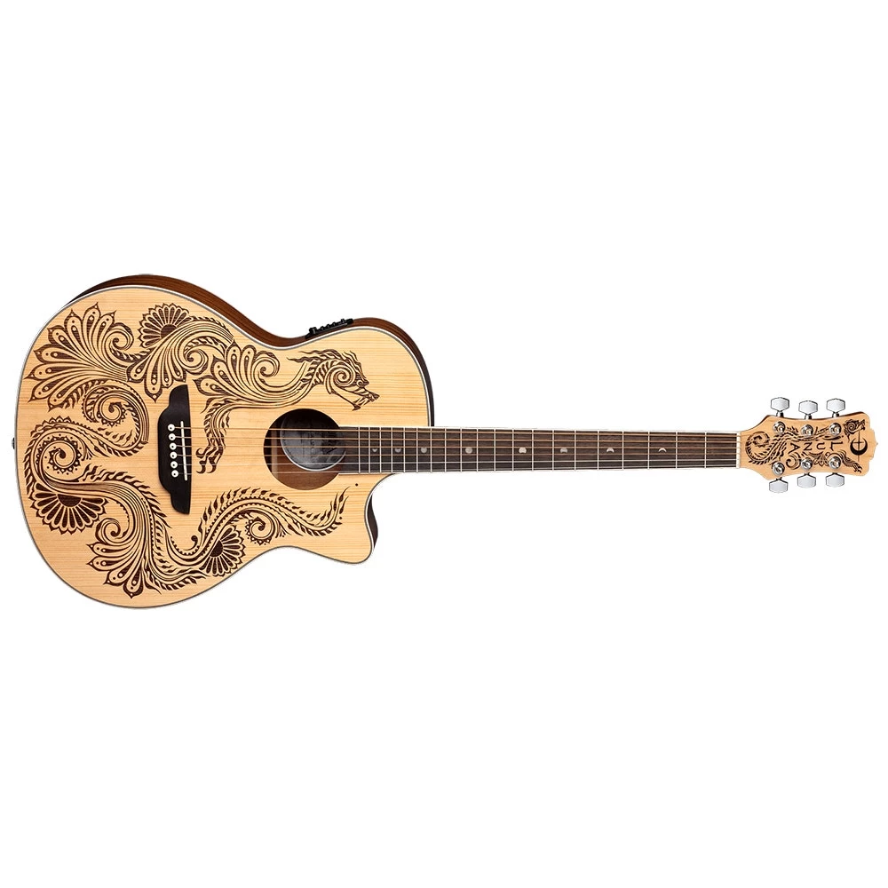 Luna Guitars HEN DRA SPR Henna Dragon Spruce A/E Acoustic Electric Guitar 3 Luna Guitars HEN DRA SPR Henna Dragon Spruce A/E Acoustic Electric Guitar