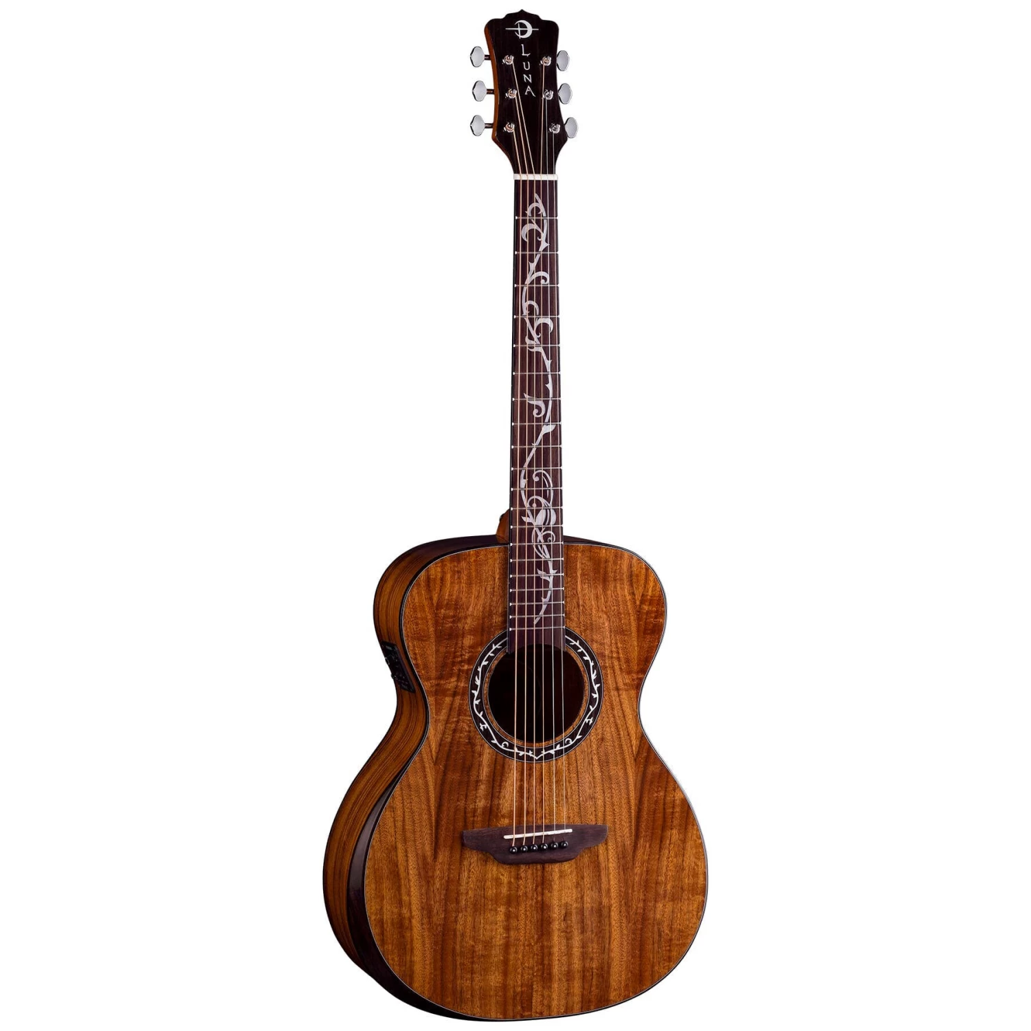 Luna Vineyard Koa Bevel Folk A/E Acoustic Electric Guitar, Solid Spruce Top 3 Luna Vineyard Koa Bevel Folk A/E Acoustic Electric Guitar, Solid Spruce Top