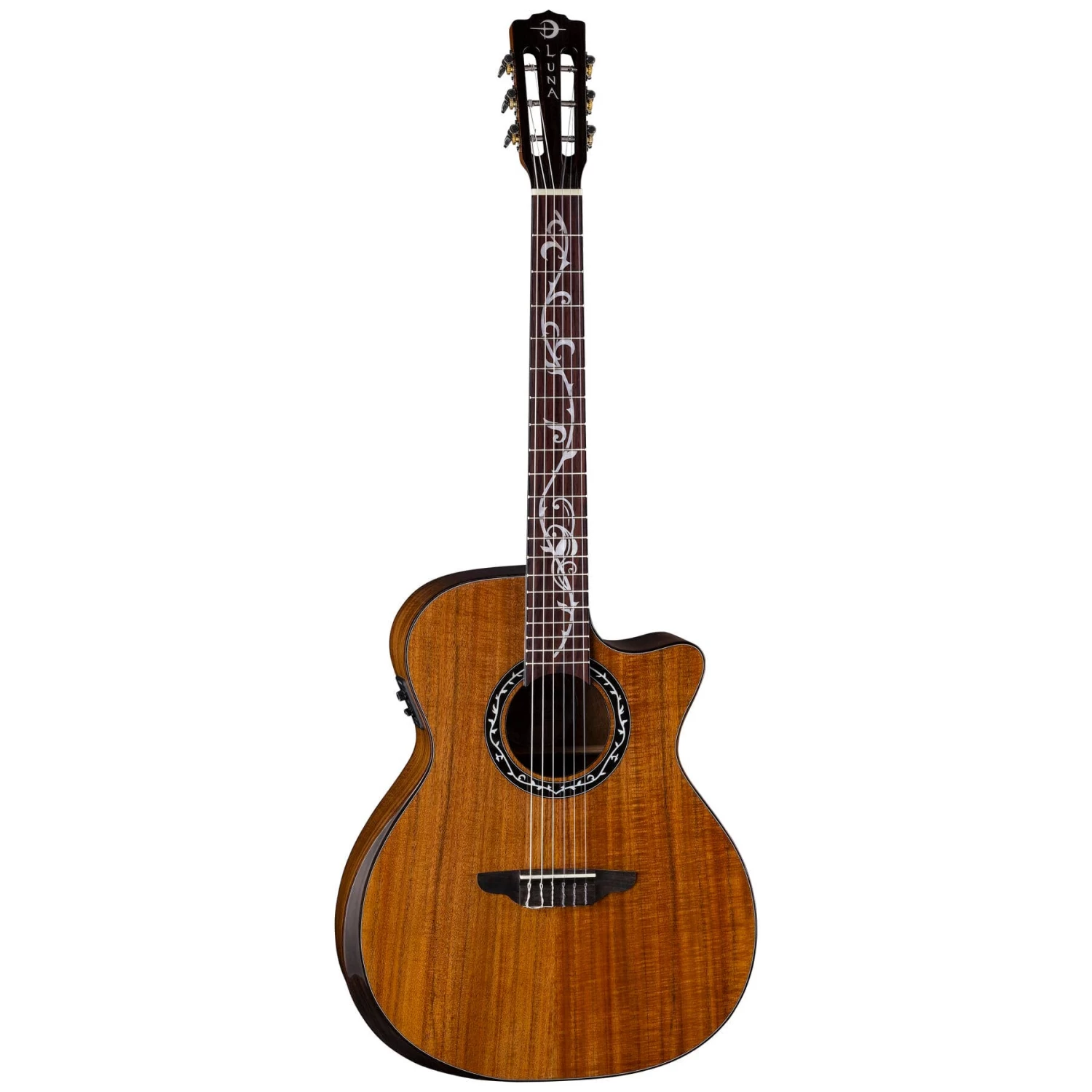 Luna Vineyard Koa Bevel Nylon A/E Acoustic Electric Guitar, Solid Spruce Top 3 Luna Vineyard Koa Bevel Nylon A/E Acoustic Electric Guitar, Solid Spruce Top