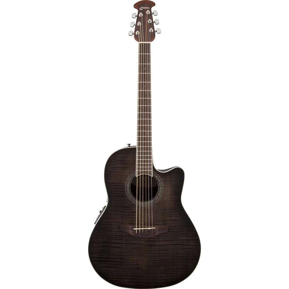 Ovation CS24P Celebrity Standard Plus Mid Depth Cutaway Acoustic-Electric Guitar In Transparent Black Flame Maple 4 Ovation CS24P Celebrity Standard Plus Mid Depth Cutaway Acoustic-Electric Guitar In Transparent Black Flame Maple - Image 2