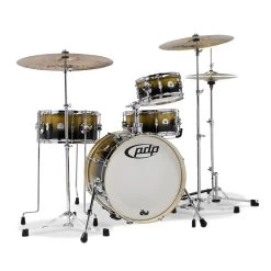 PDP Daru Jones New Yorker 4-Piece Signature Drum Kit With Hardware & Cases - Gold To Black Sparkle Fade Lacquer Finish