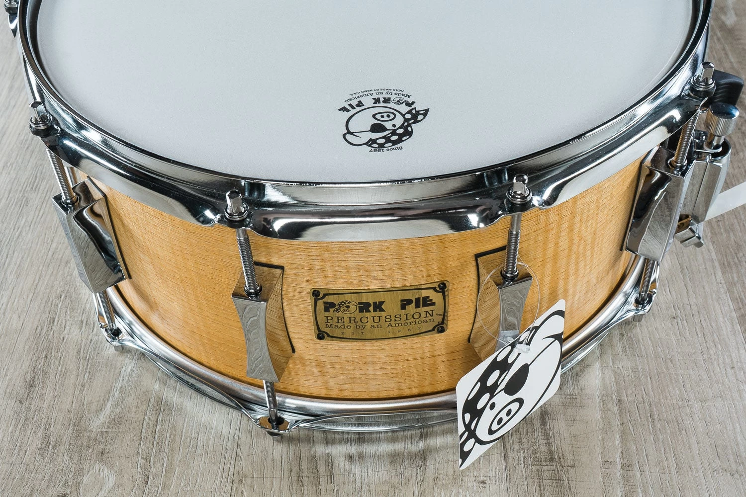 Pork Pie Percussion 7 X 14 Hickory Ply Snare Drum, Vintage Satin 5 Pork Pie Percussion 7 X 14 Hickory Ply Snare Drum, Vintage Satin - Image 3