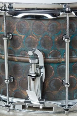 Pork Pie Percussion Patina Brass Snare Drum, Bubble Finish (8 X 14") -Musical Instrument Store ppp pp8x14pb bb 0