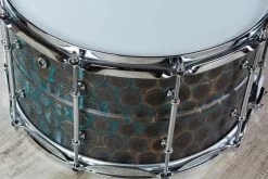 Pork Pie Percussion Patina Brass Snare Drum, Bubble Finish (8 X 14") -Musical Instrument Store ppp pp8x14pb bb 1