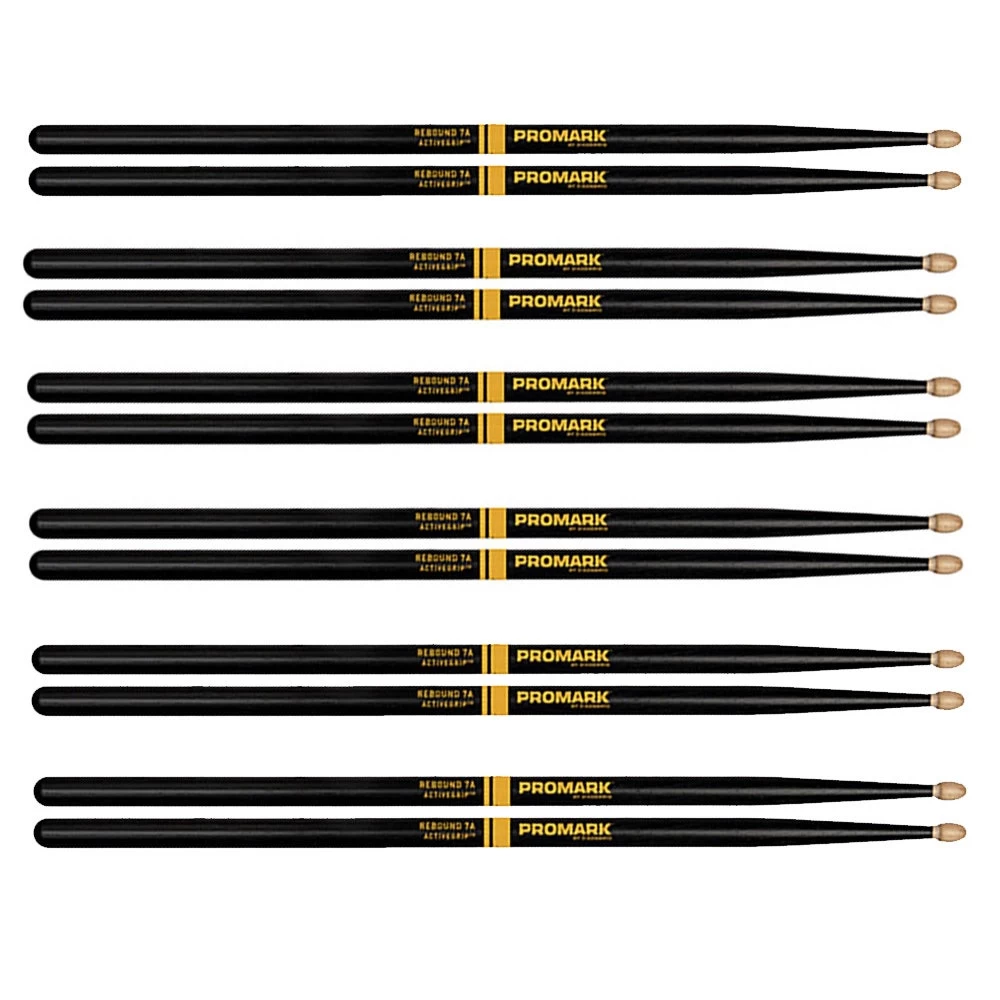 6 Pairs Of ProMark R7AAG Rebound Balance 7A Drumsticks, ActiveGrip, Acorn Wood Tip 3 6 Pairs Of ProMark R7AAG Rebound Balance 7A Drumsticks, ActiveGrip, Acorn Wood Tip