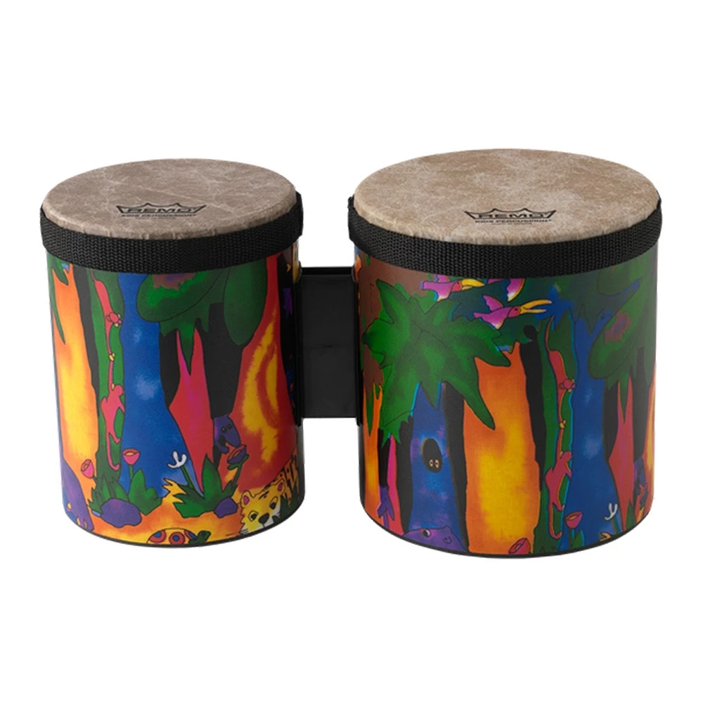 Remo KD-5400-01 Kids Percussion Series Bongo, Rain Forest, 5'' And 6'' 3 Remo KD-5400-01 Kids Percussion Series Bongo, Rain Forest, 5'' And 6''