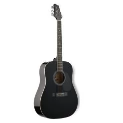 Stagg SW201BK-RH 3/4-Size Dreadnought Right-Handed Acoustic Guitar (Black)