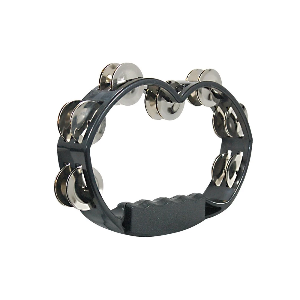 Tycoon Black Plastic Handheld Tambourine With Dark Steel Jingles 3 Tycoon Black Plastic Handheld Tambourine With Dark Steel Jingles