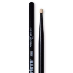 Vic Firth 5A American Classic Wood Tip Drum Sticks, Black